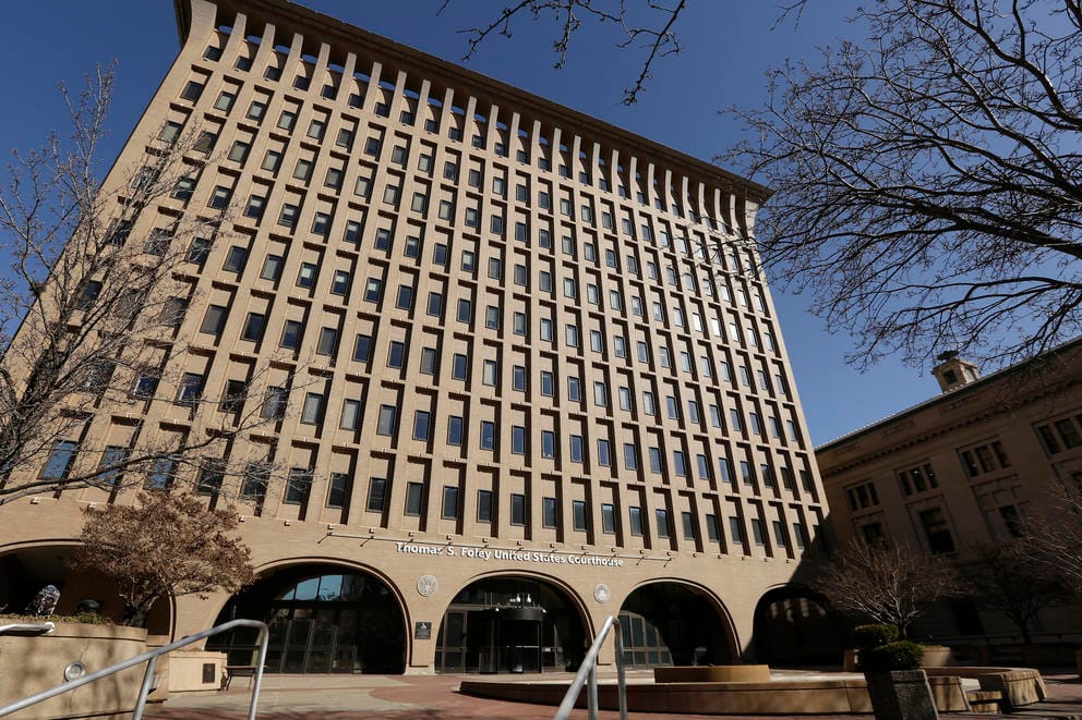 The windowed facade of the Thomas S. Foley U.S. Courthouse in Spokane